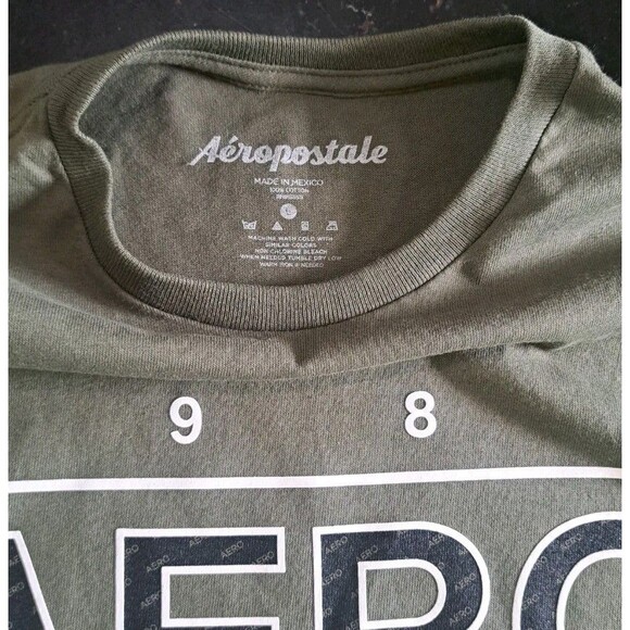 Aeropostale Men’s T-Shirt Large L Aero 1987 New York Green Cotton Casual Tee - Picture 3 of 5